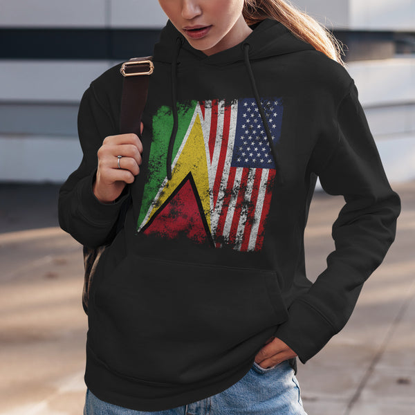 Guyana USA Flag - Half American Hoodie