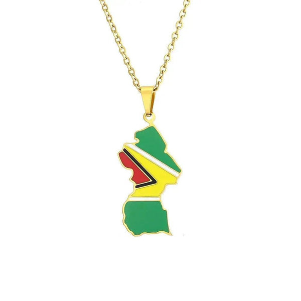 Guyana Flag Map Necklace