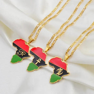 Gye Nyame or Egyptian symbol Necklace - African Flag Map Pendants