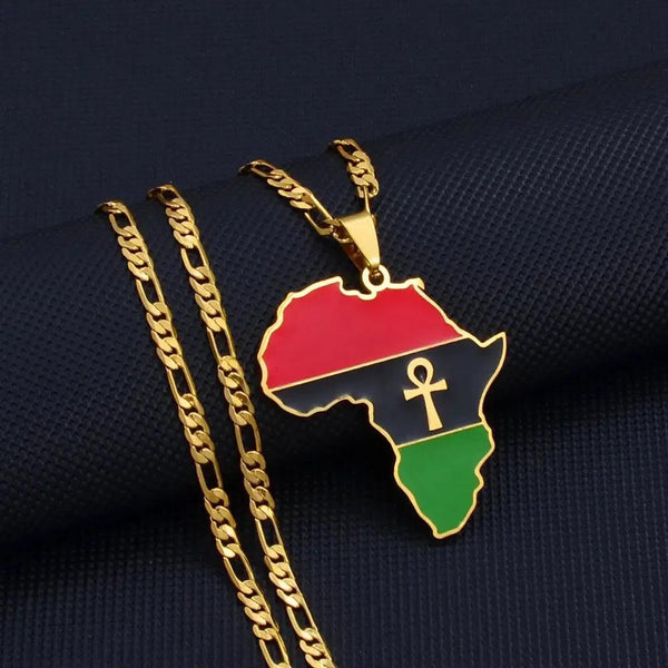 Gye Nyame or Egyptian symbol Necklace - African Flag Map Pendants