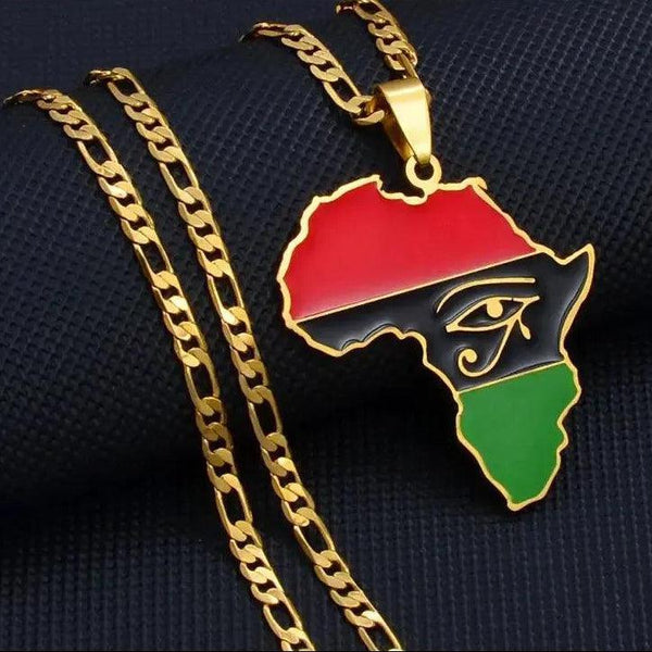 Gye Nyame or Egyptian symbol Necklace - African Flag Map Pendants