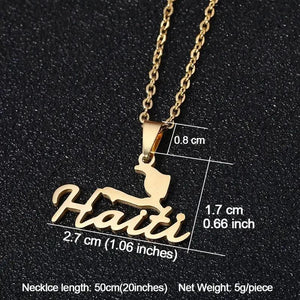 Haiti Flag Map Necklace
