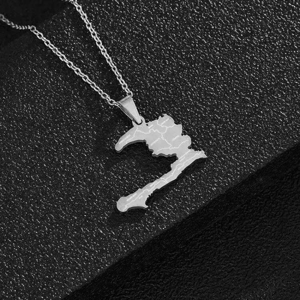 Haiti Flag Map Necklace