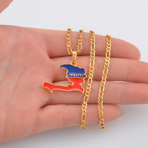 Haiti Flag Map Necklace