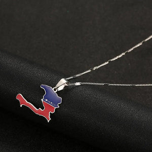 Haiti Flag Map Necklace