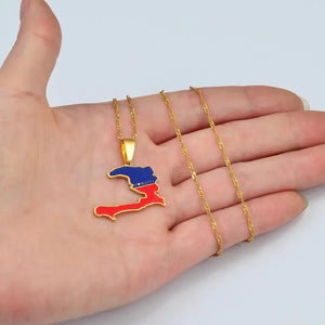 Haiti Flag Map Necklace