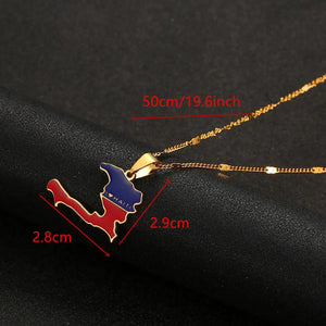 Haiti Flag Map Necklace