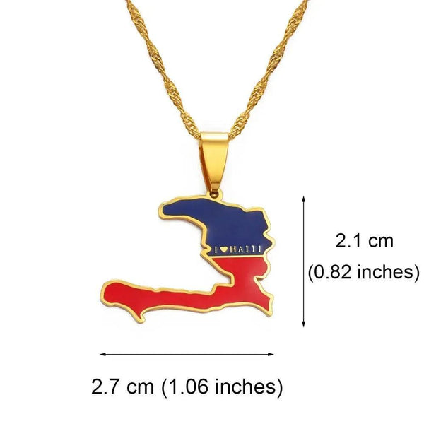 Haiti Flag Map Necklace