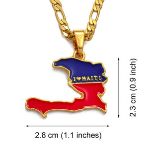 Haiti Flag Map Necklace