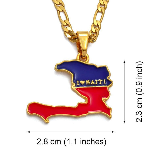 Haiti Flag Map Necklace