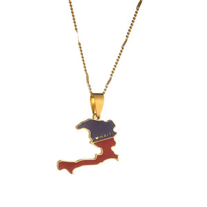 Haiti Flag Map Necklace