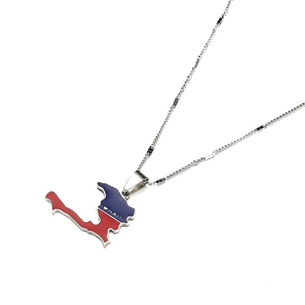 Haiti Flag Map Necklace