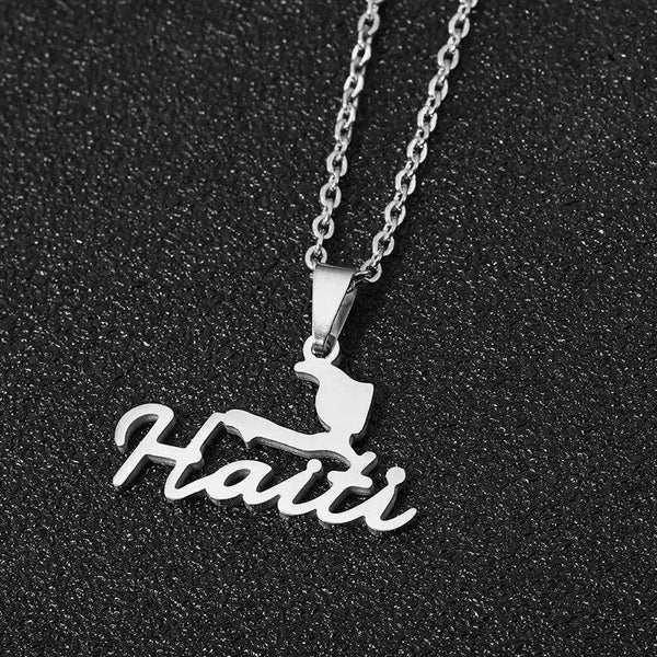 Haiti Flag Map Necklace