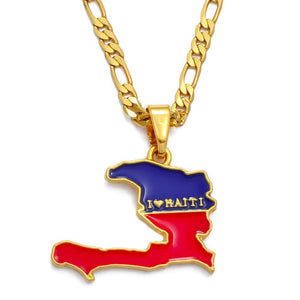 Haiti Flag Map Necklace