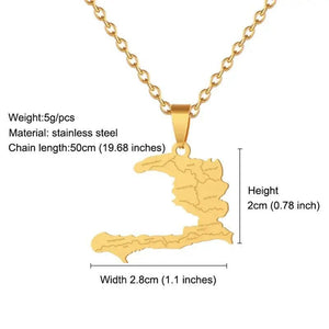 Haiti Flag Map Necklace