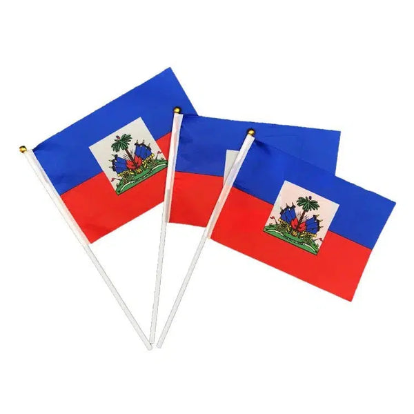 Haiti Flag on Stick - Small Handheld Flag (50/100Pcs)