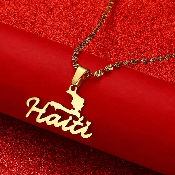 Haiti Map Necklace