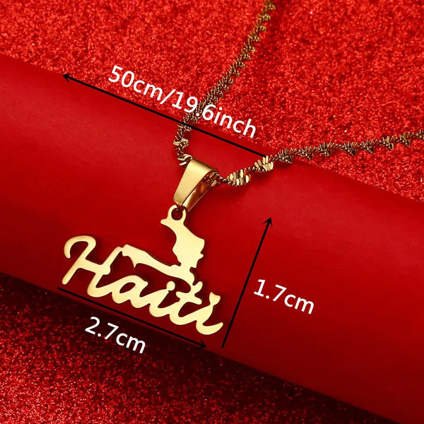 Haiti Map Necklace