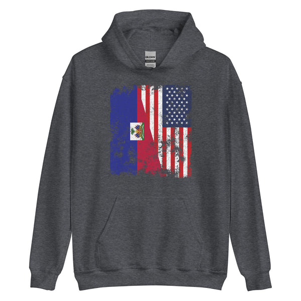 Haiti USA Flag - Half American Hoodie