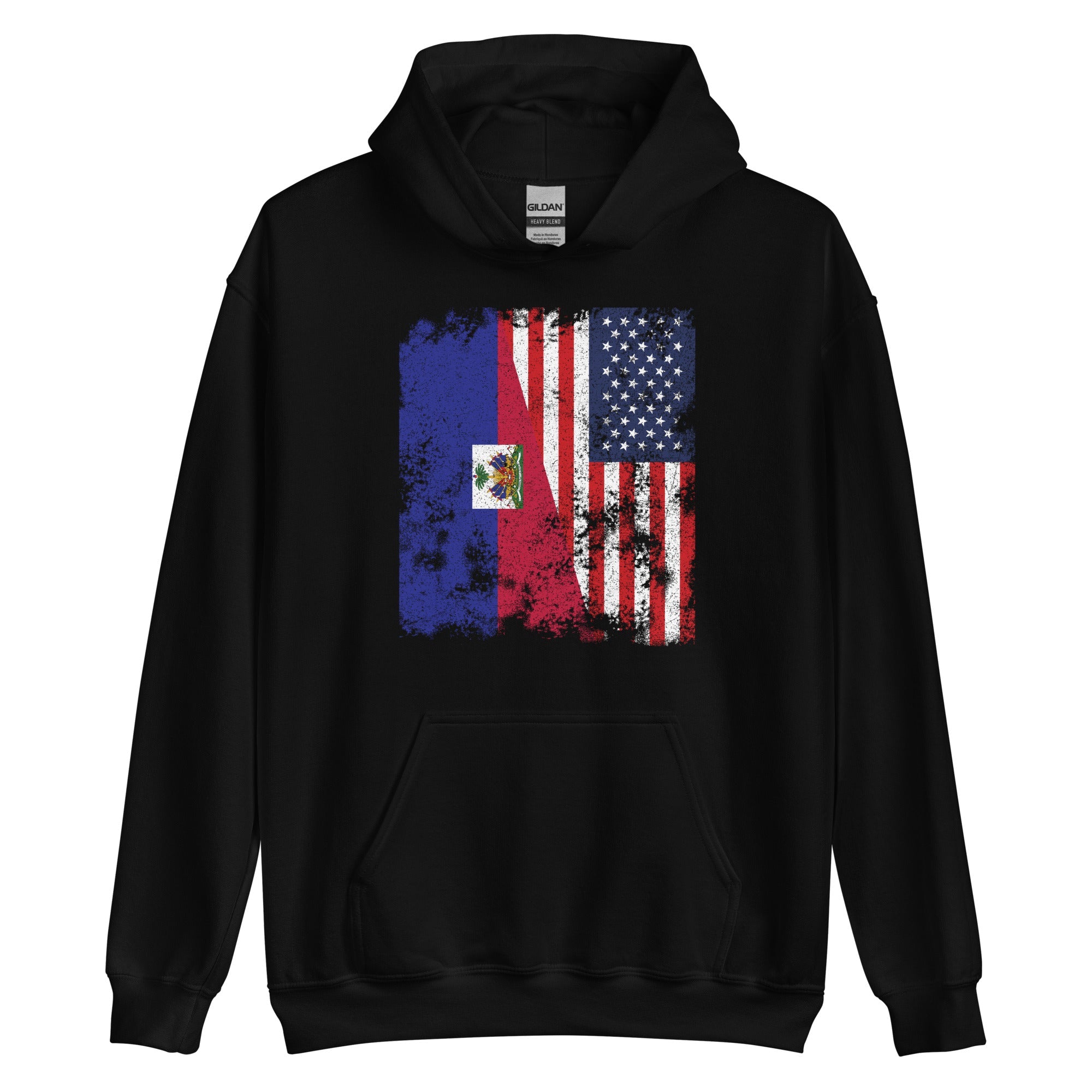 Haiti USA Flag - Half American Hoodie