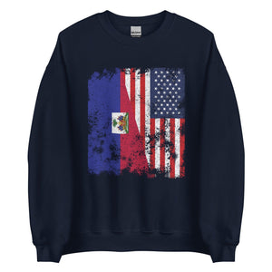 Haiti USA Flag - Half American Sweatshirt