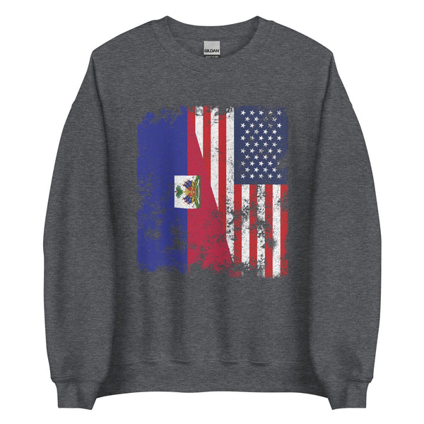 Haiti USA Flag - Half American Sweatshirt