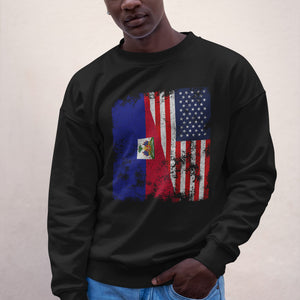 Haiti USA Flag - Half American Sweatshirt