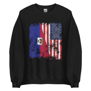 Haiti USA Flag - Half American Sweatshirt