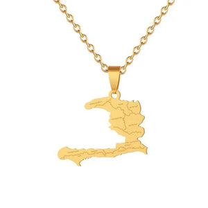 Haiti Flag Map Necklace