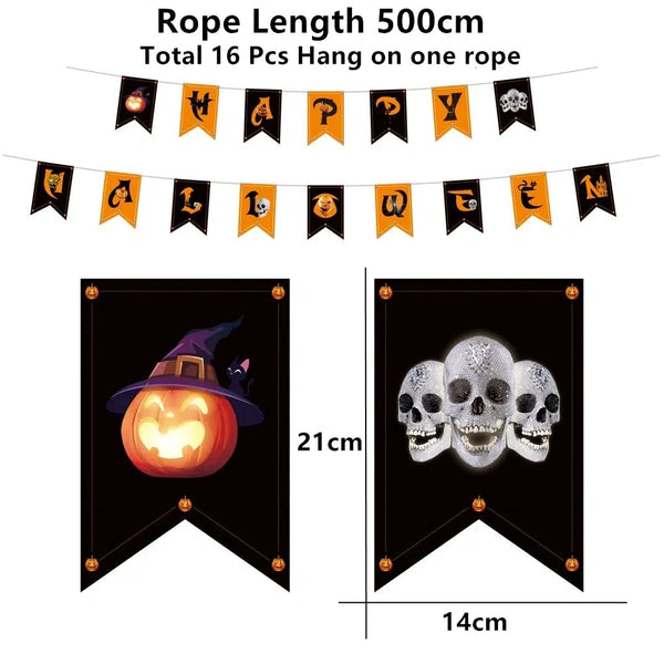 Halloween Flags Bunting Banner Collection - 16Pcs