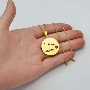 Hawaii Map Necklace