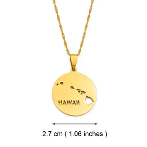 Hawaii Map Necklace