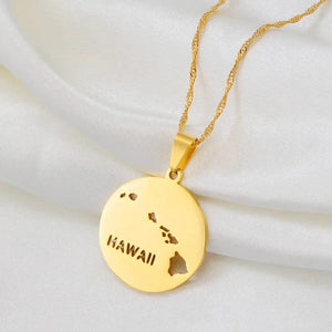 Hawaii Map Necklace