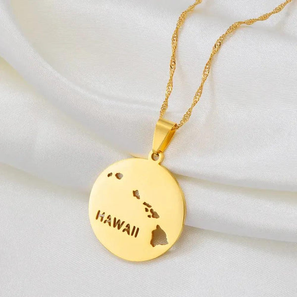 Hawaii Map Necklace