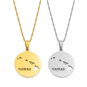 Hawaii Map Necklace