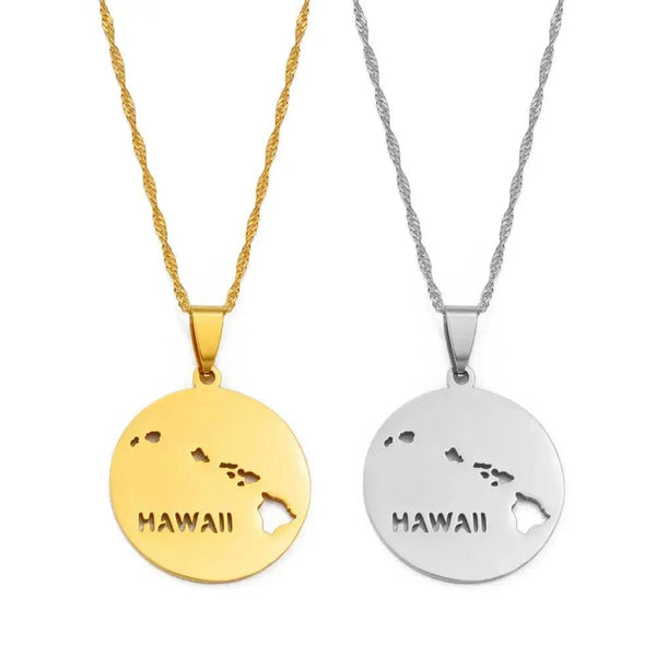 Hawaii Map Necklace