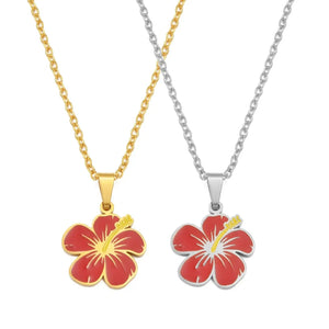 Hawaiian Hibiscus Flower Pendant Necklace
