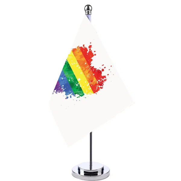 Heart Rainbow Pride Desk Flag - Small LGBTQIA2S+ Table Flag