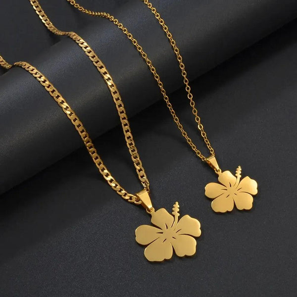 Hibiscus Flower Pendant Necklace