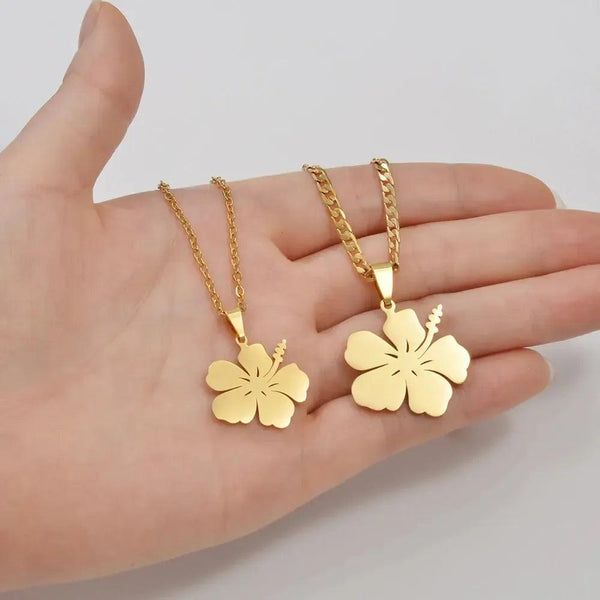 Hibiscus Flower Pendant Necklace