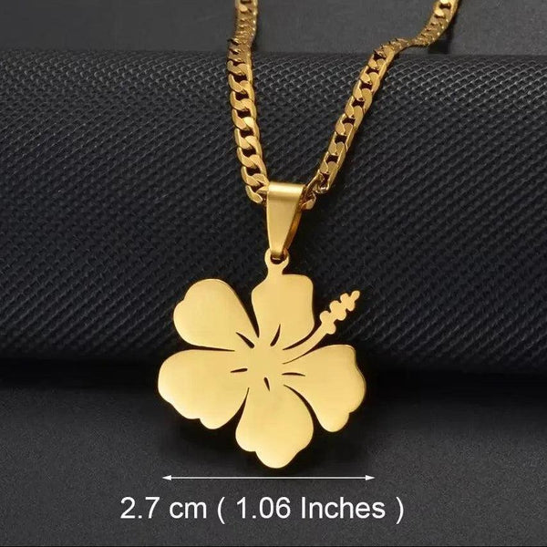 Hibiscus Flower Pendant Necklace
