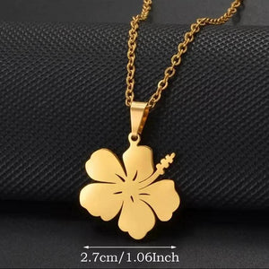 Hibiscus Flower Pendant Necklace