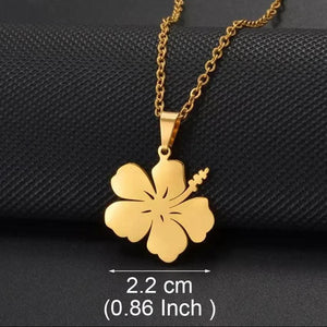 Hibiscus Flower Pendant Necklace