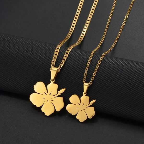 Hibiscus Flower Pendant Necklace