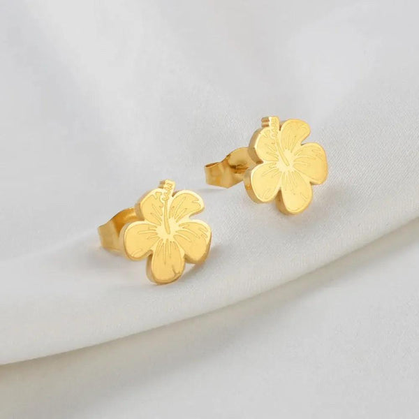 Hibiscus Flower Stud Earrings