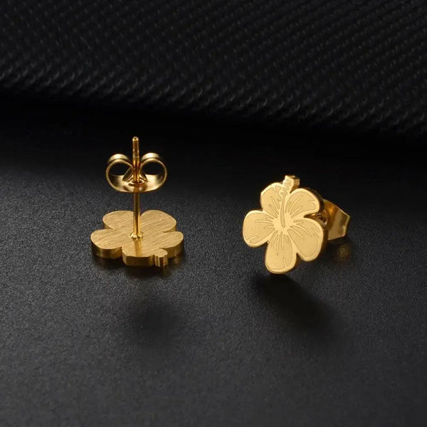 Hibiscus Flower Stud Earrings
