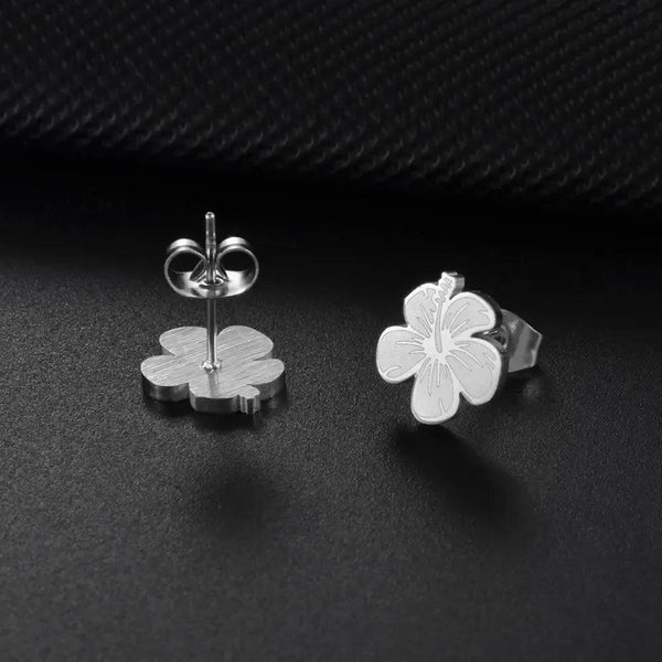 Hibiscus Flower Stud Earrings