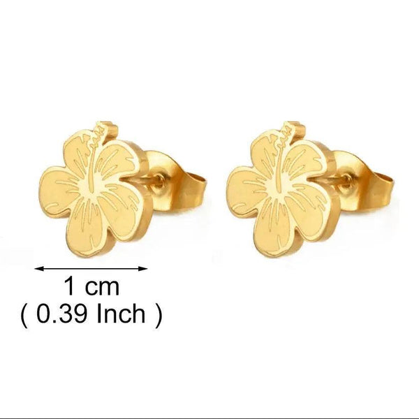 Hibiscus Flower Stud Earrings