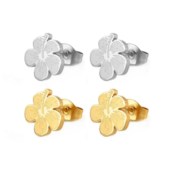 Hibiscus Flower Stud Earrings