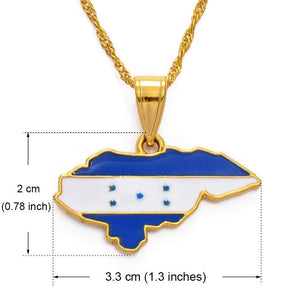 Honduras Flag Map Necklace